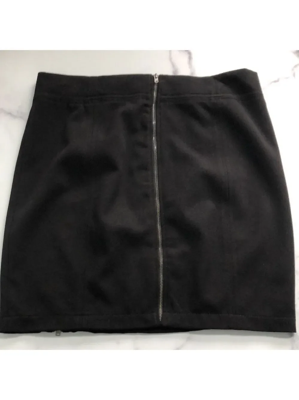 Zara TRF Double Zip Up Black Pencil Mini Skirt Size 8
